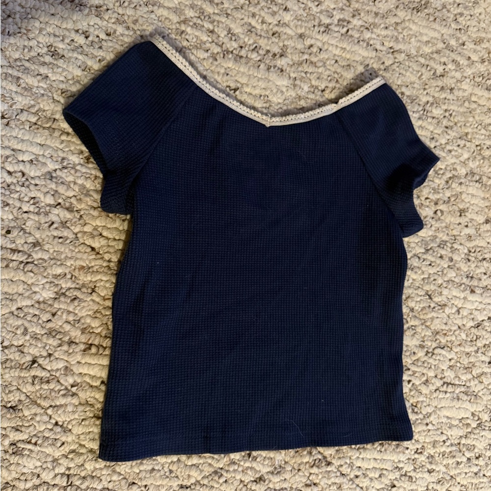 Target Navy Blue Top with Cream Trim